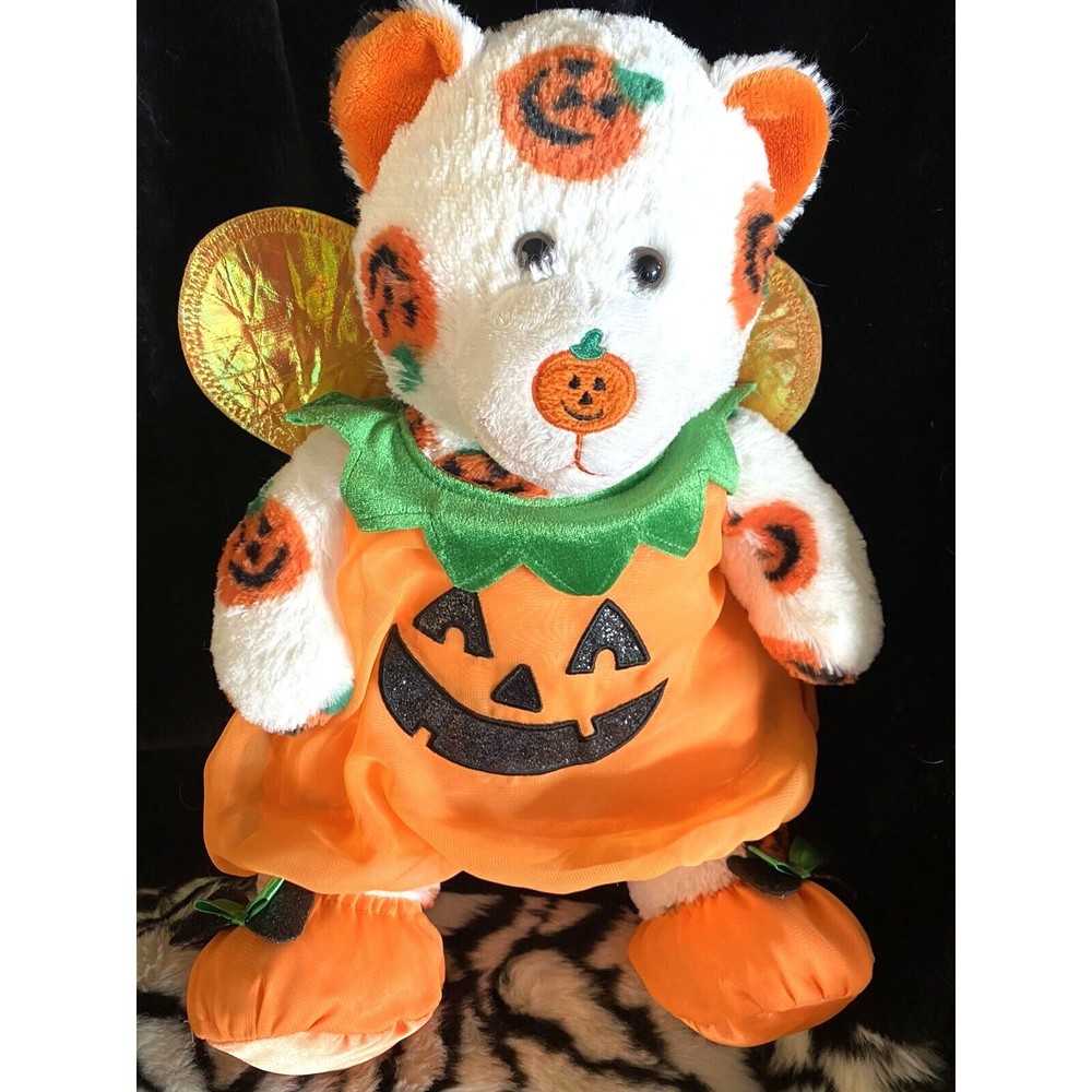 Build A Bear plush Halloween Pawsome Pumpkin Teddy White Bear Pumpkin Nose BABW